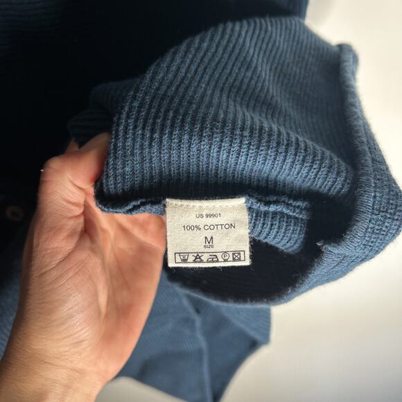 Mansted Sweater Womens Size Medium 100% Cotton Cardigan Blue - Picture 6 of 7